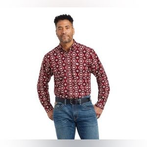 Ariat Wylie Aztec Rio Red print men’s shirt, men’s western shorts long sleeve